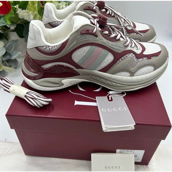 Men's Gucci 2.0 sneakers in white/gray/burgundy size 9 made in Italy - Picture 9 of 15